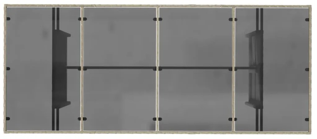 Mesa jardim c/ tampo de vidro 190x80x74 cm vime PE cinza-claro