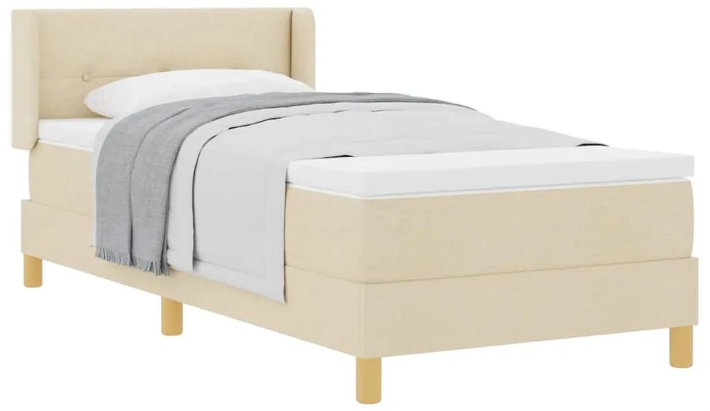 Cama Box com Colchão – Creme, 90 x 200 cm, Têxtil