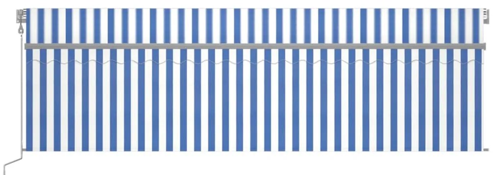 Toldo retrátil automático com estore 5x3 m azul e branco