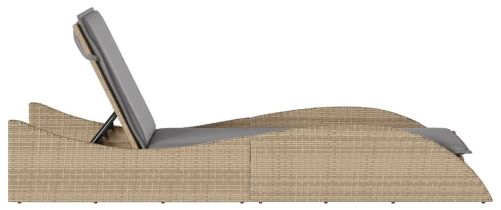Espreguiçadeira com almofadão 60x205x73 cm vime PE bege