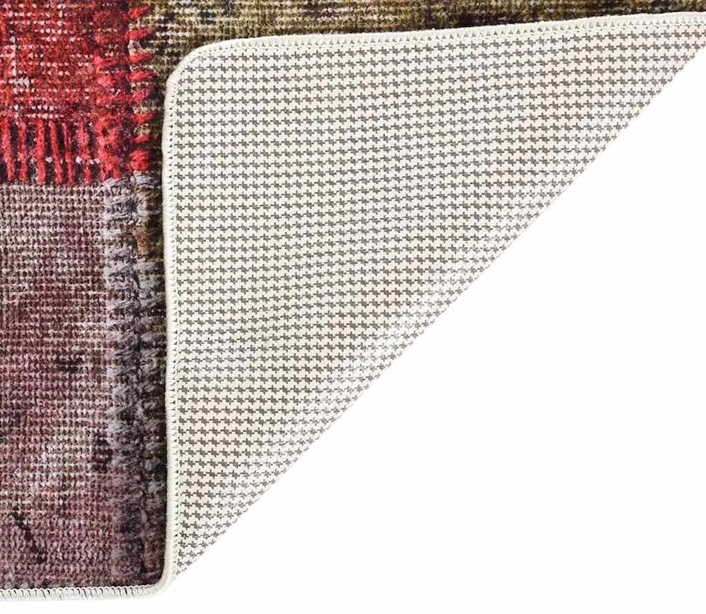 Tapete lavável antiderrapante 80x150 cm patchwork multicor