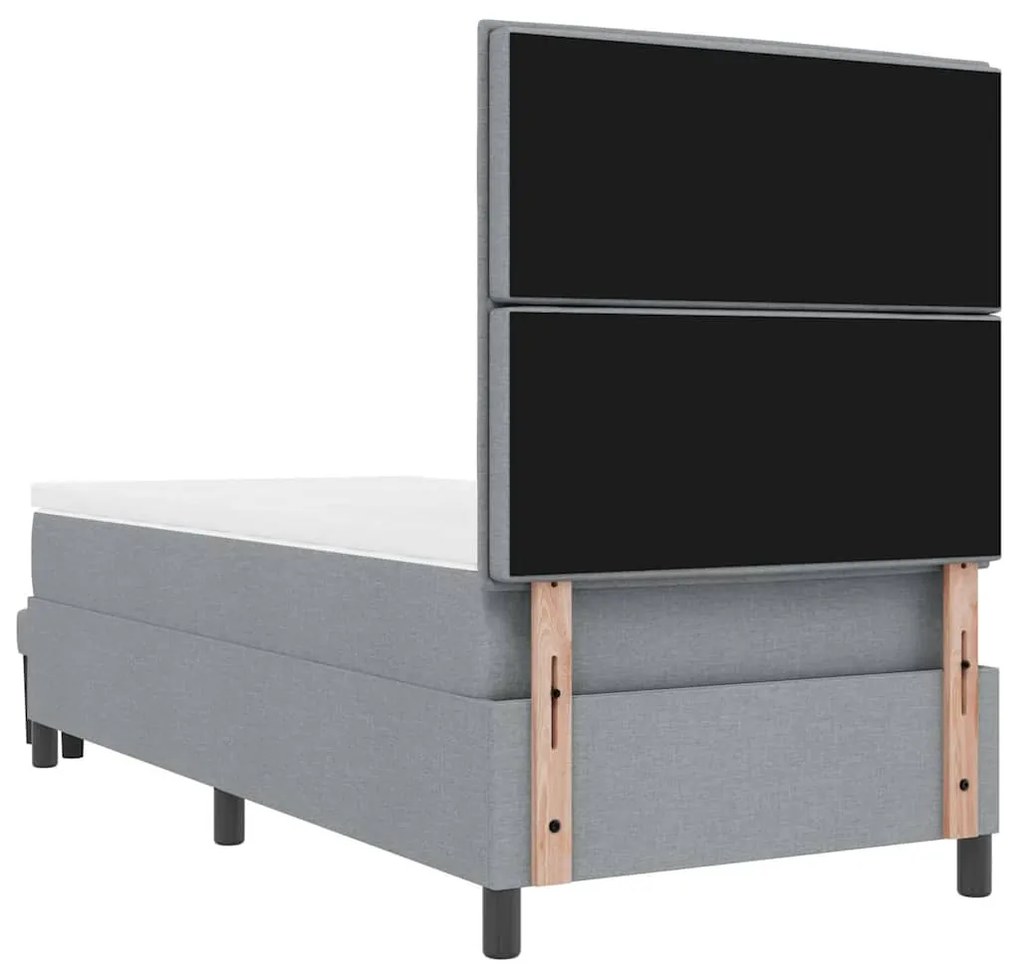 Cama Box Spring com Colchão &amp; Banco Cinzento-Claro 90x200 cm Tecido