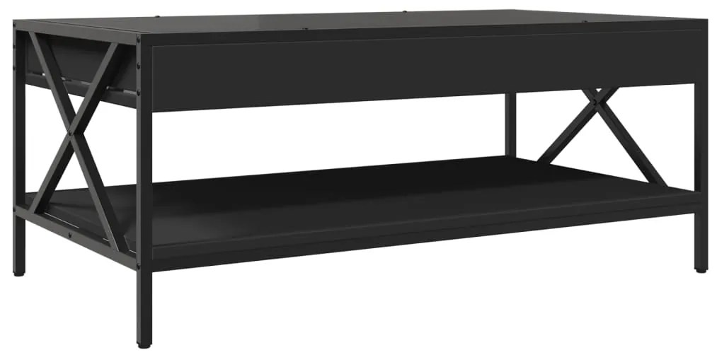 Mesa de centro luzes LED Infinity 90x50x38 cm preto