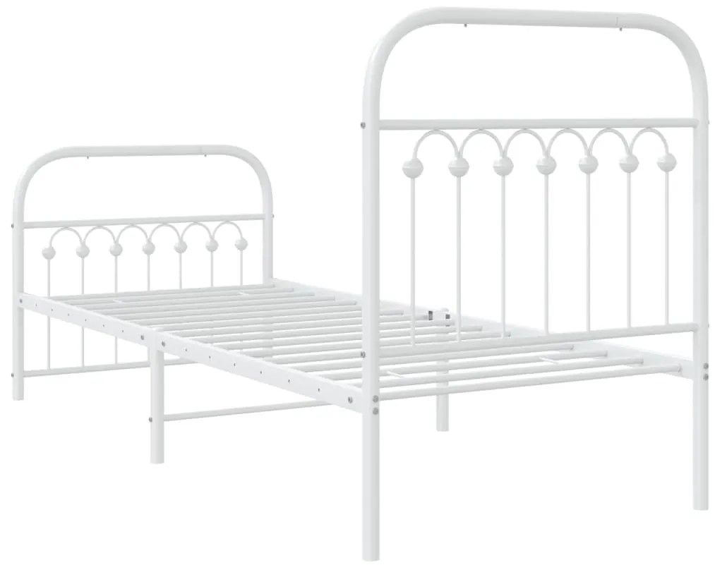 Estrutura de cama com cabeceira e pés 75x190 cm metal branco