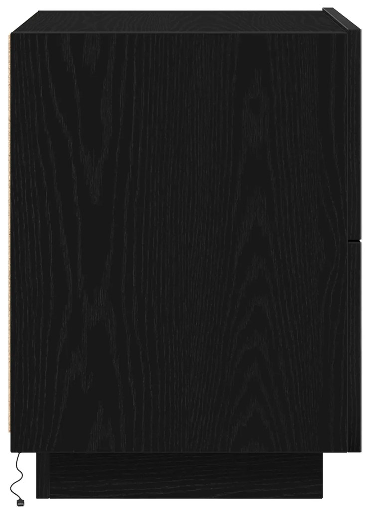 Cômodas de Cabeceira com Luzes LED 2 pcs Carvalho Preto 45x40x55 cm