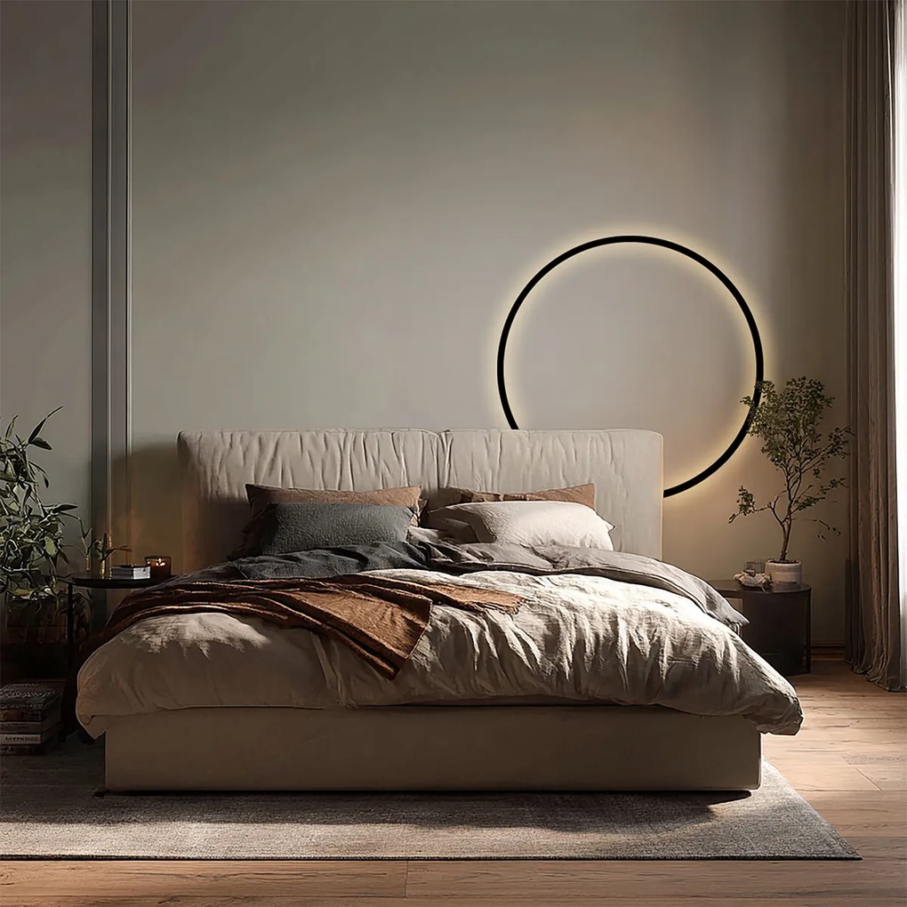 Candeeiro de parede de design preto 67cm incl. LED regulável em 3 níveis - Anello