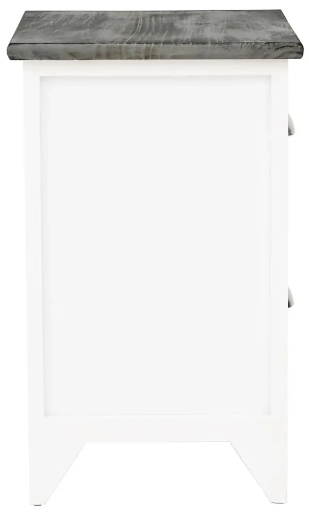 Mesa de cabeceira com 2 gaveta 2 pcs cinzento e branco