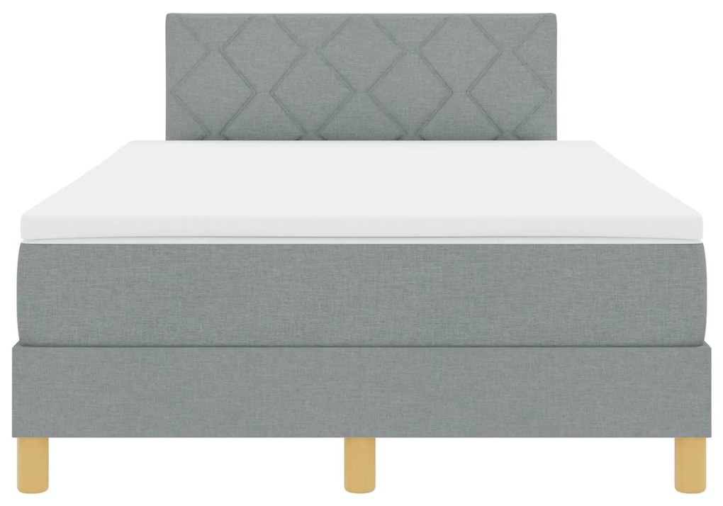 Cama Box Spring com Colchão Cinza Claro 120x190 cm Tecido