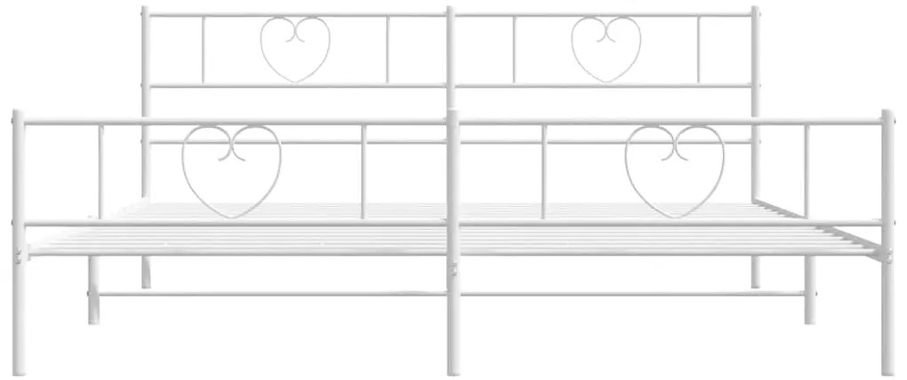 Estrutura de cama com cabeceira e pés 183x213 cm metal branco