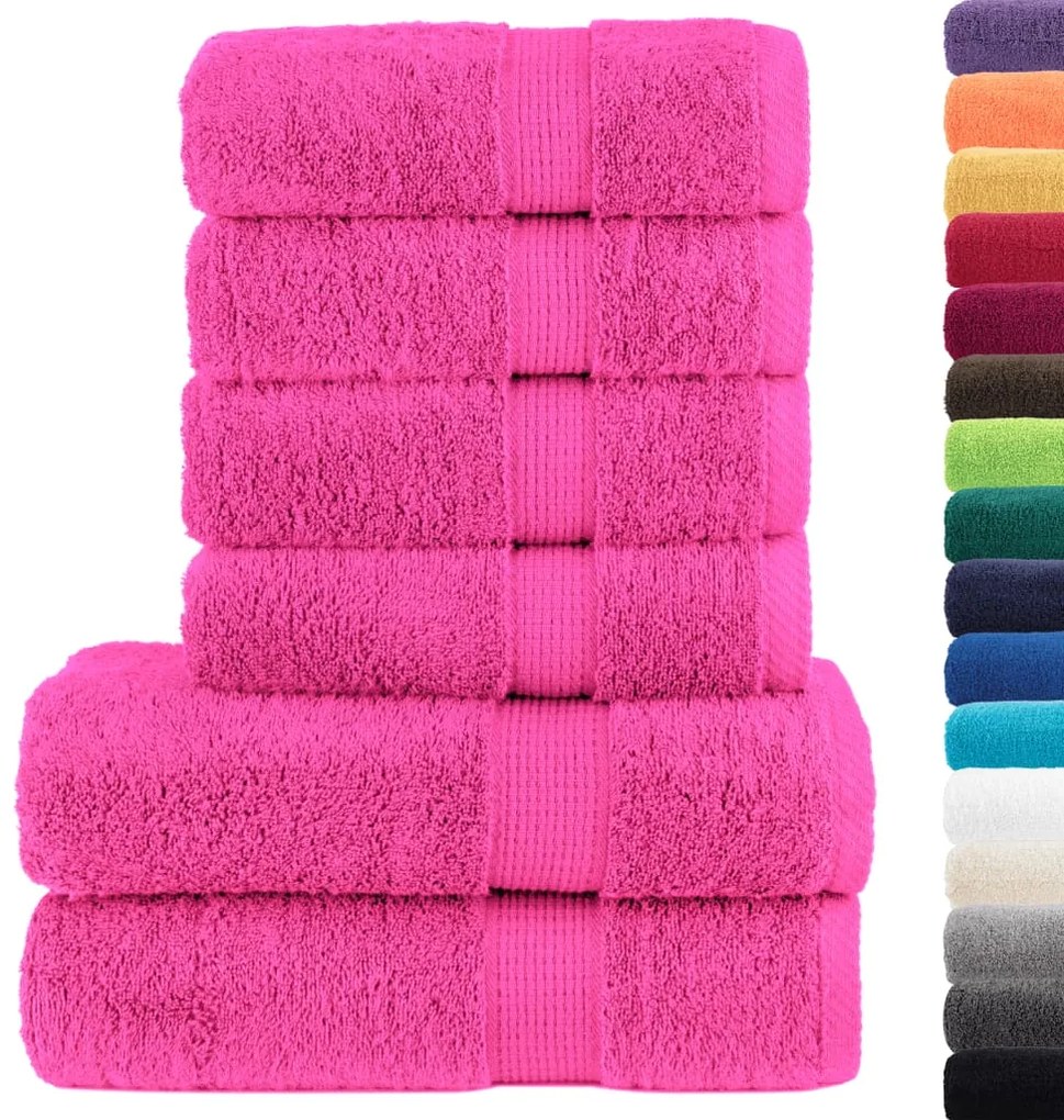 6pcs Conjunto toalhas banho premium SOLUND 600 gsm rosa