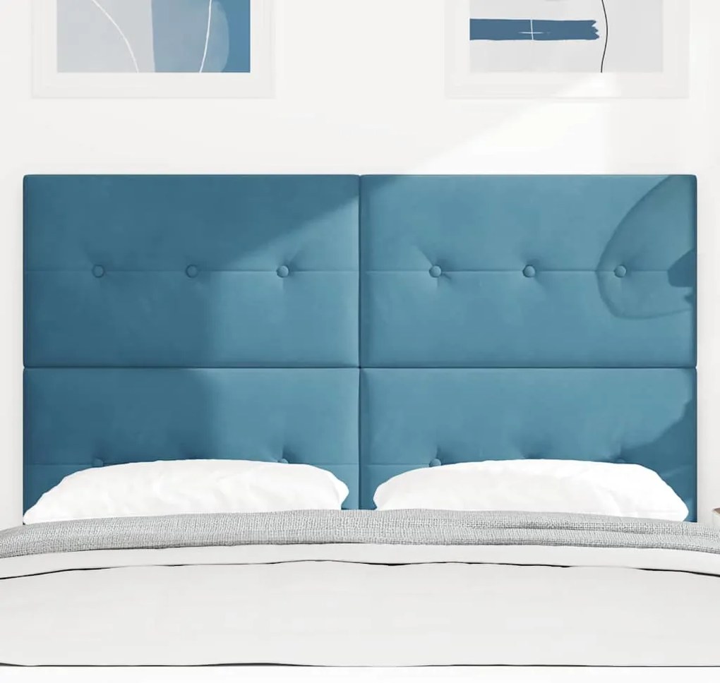 Cabeceira LED vidaXL Azul Escuro 72 cm Veludo