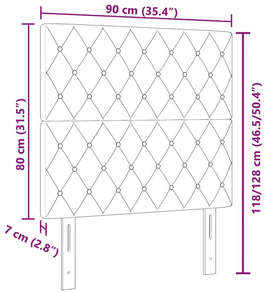 Cabeceira vidaXL com Botão de Cristal Tufted Rosa 90 cm de Veludo, Cab