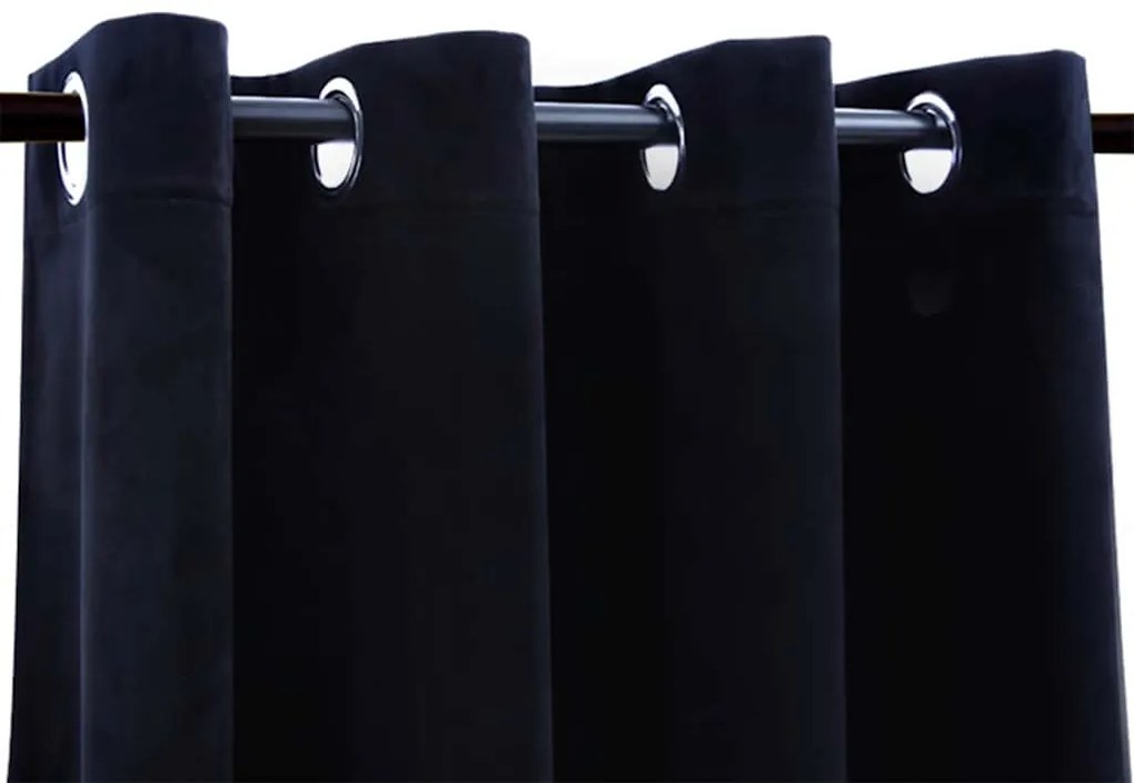 Cortinas blackout com argolas 2 pcs 140x245 cm veludo preto