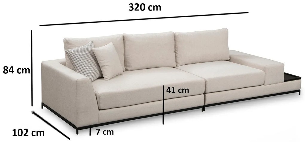 Sofá de 4 Lugares Line – Bege – 320 x 102 x 84 cm