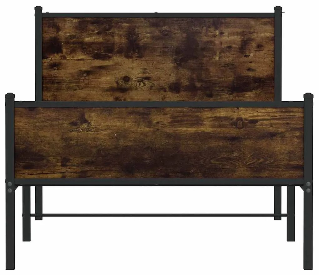 Estrutura de cama sem colchão 107x203 cm metal carvalho fumado