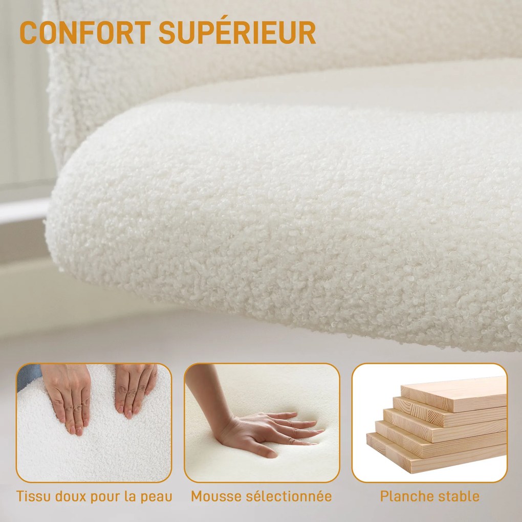 Cadeira de escritório, cadeira ergonómica de escritório com regulação de altura, cadeira giratória, base em aço, creme