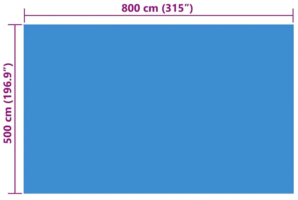 Cobertura retangular para piscina 800x500 cm PE azul