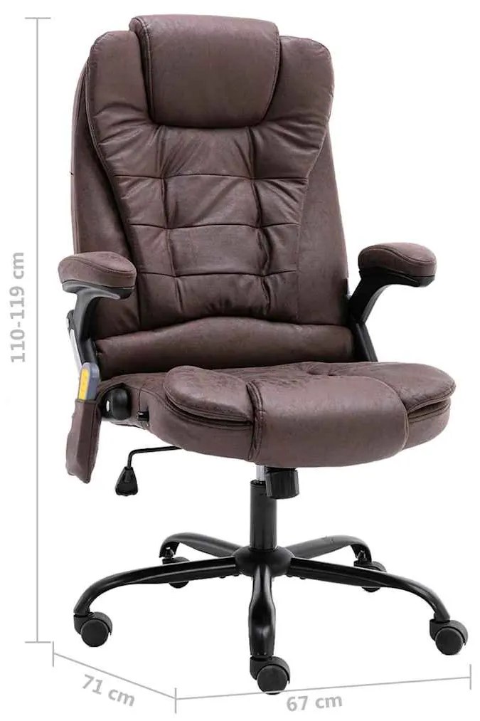 Cadeira massagens escritório couro artificial castanho-escuro