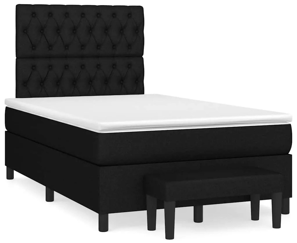 Cama boxspring com colchão 120x190 cm tecido preto