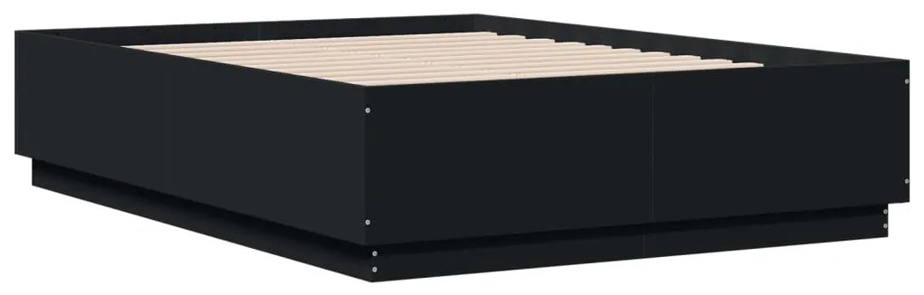 Estrutura cama c/ luzes LED 120x190 cm derivados madeira preto