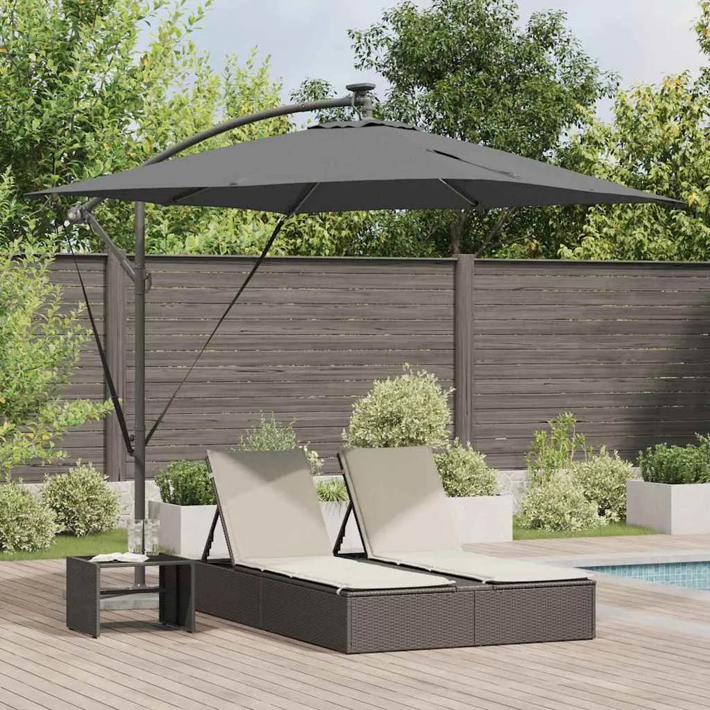 vidaXL Guarda-sol de Bananeira Cantilever Antracite 249 x 249 x 250 cm