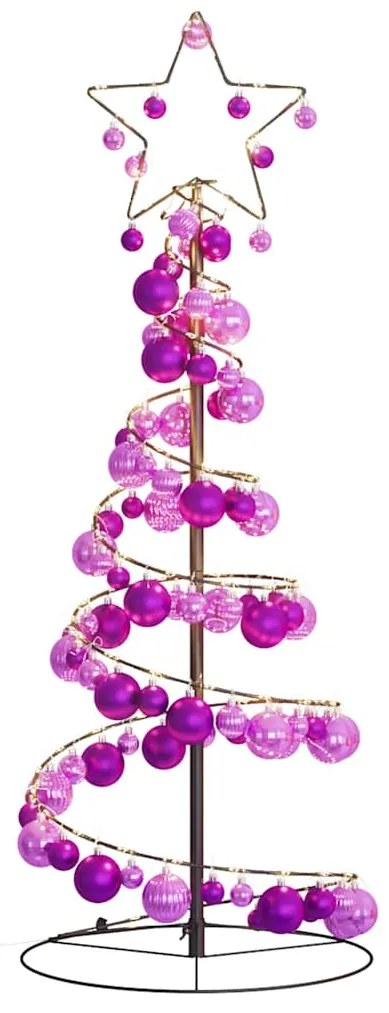 Árvore de Natal LED com Baubles 80 LEDs Branco Quente 120 cm