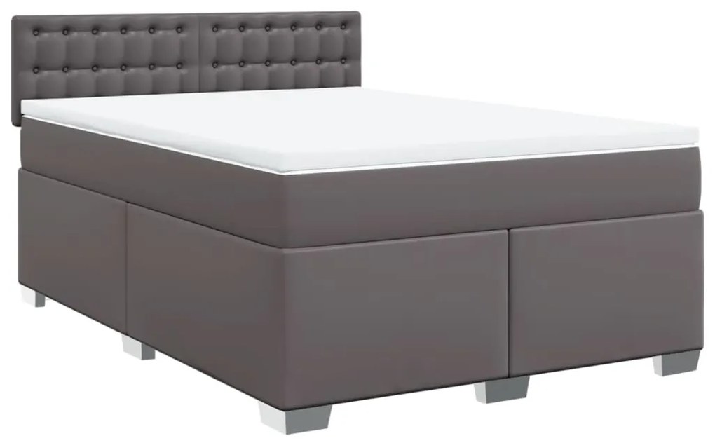 Cama com Molas/Colchão e Luzes Led - 140x200 cm - Couro Artificial Cin