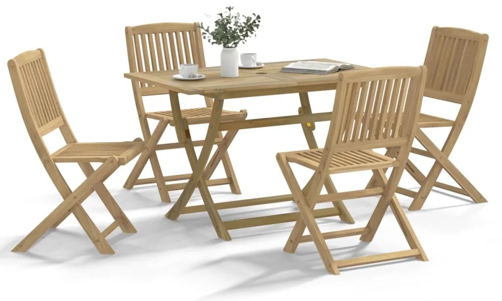 Conjunto de jantar p/ jardim 5 pcs madeira de acácia maciça
