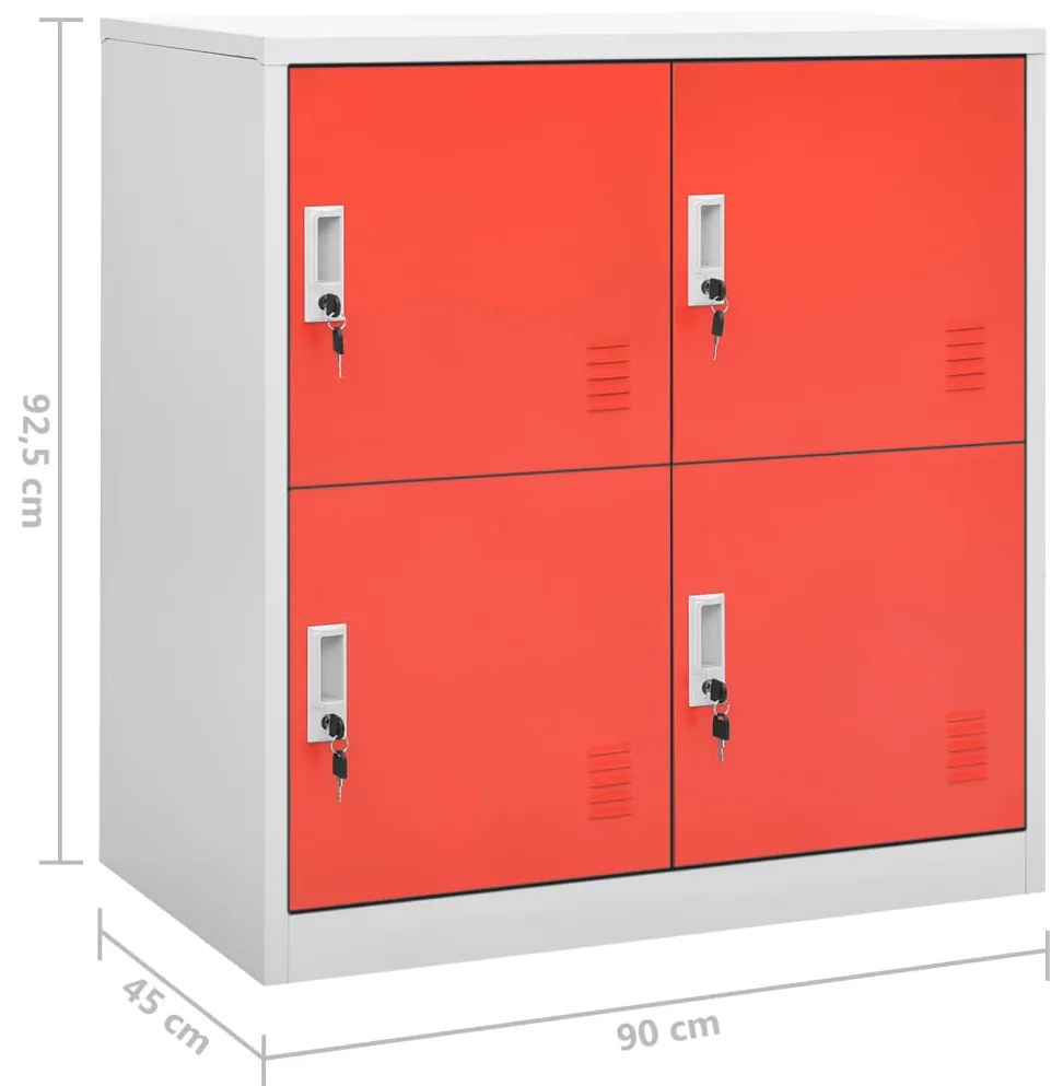 Cacifos 2 pcs 90x45x92,5 cm aço cinzento-claro e vermelho