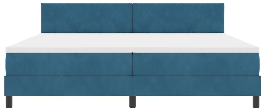 Cama Box Spring com Colchão Azul Escuro 200x200 cm Veludo