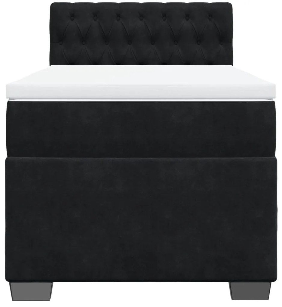 Cama box spring com colchão solteiro veludo preto