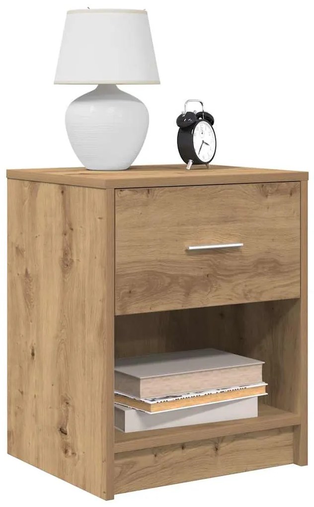 vidaXL Mesa de cabeceira com gaveta 40x34x50 cm carvalho artisiano