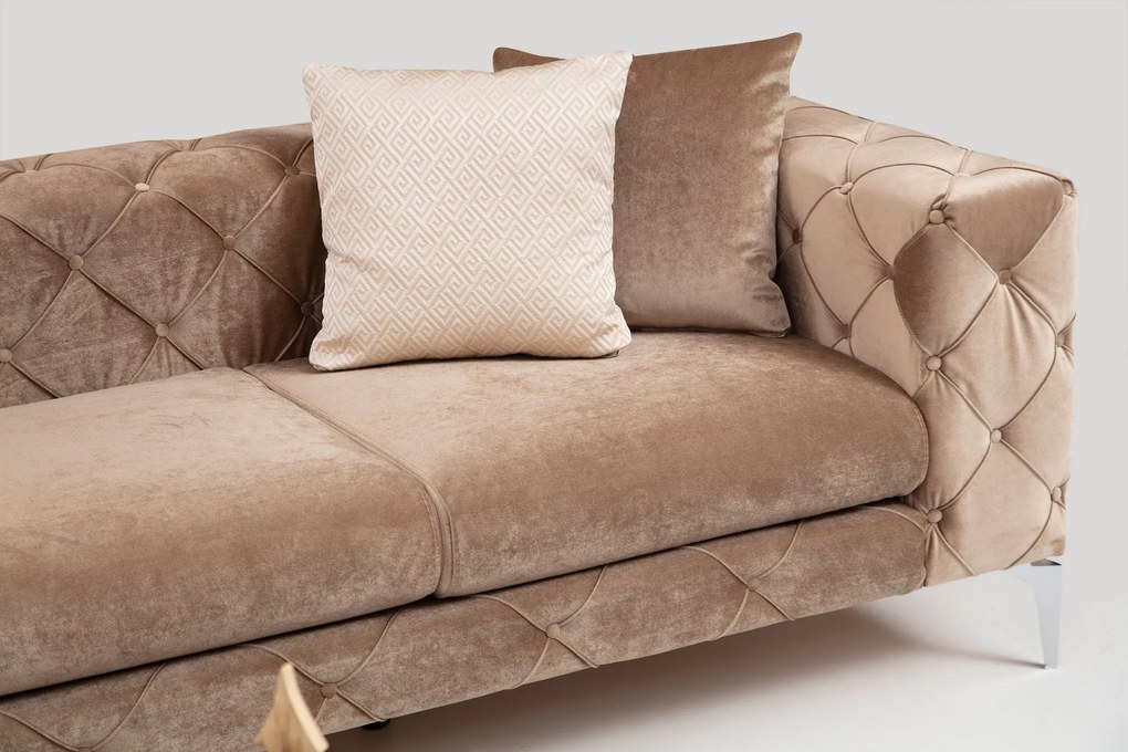 Sofá de 4 Lugares Como – Creme Escuro – 344x90x72 cm