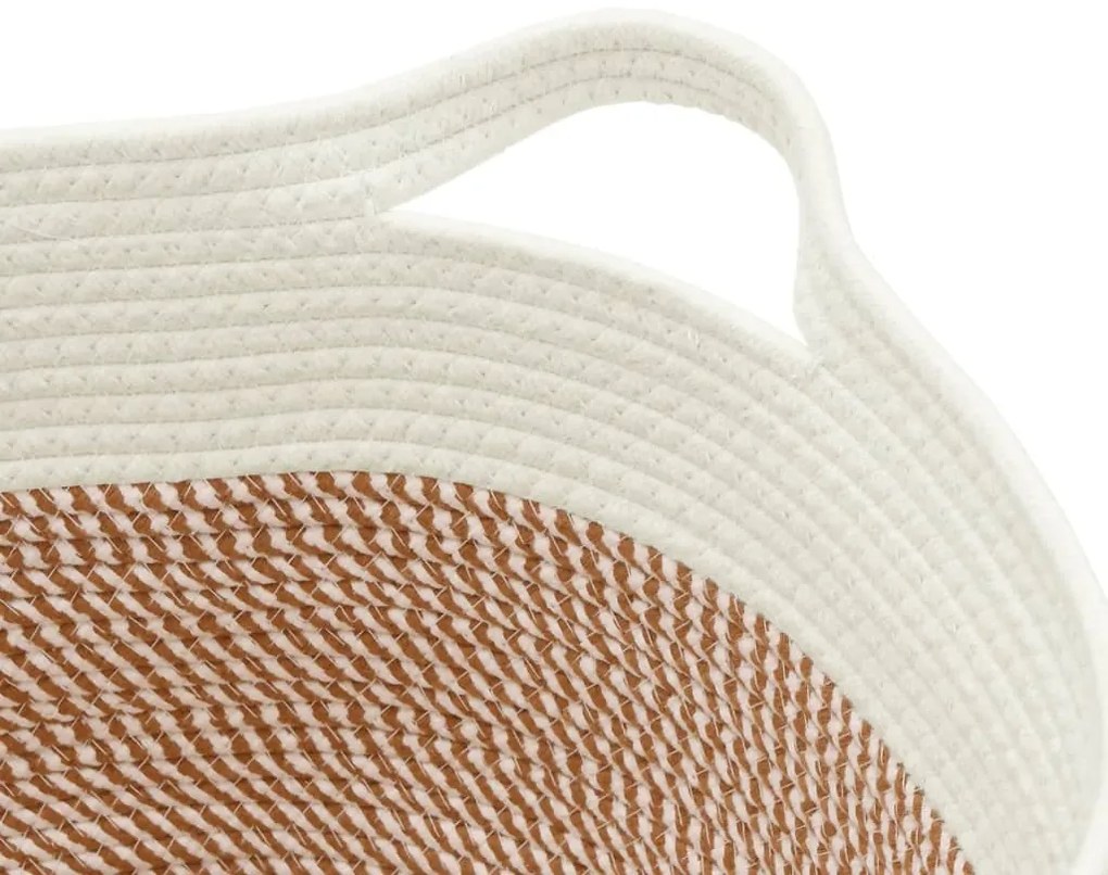 Cesto de arrumação Ø40x25 cm algodão castanho e branco
