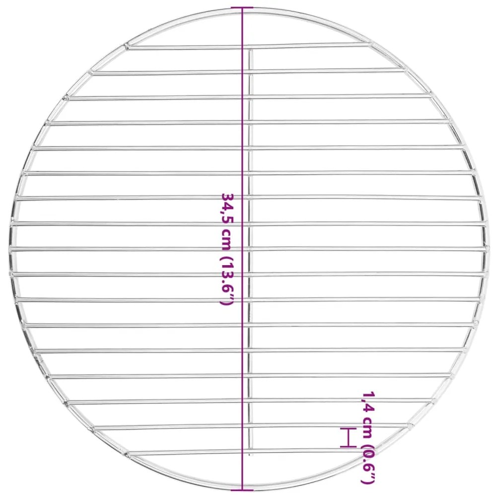 Grelha para churrasco redonda Ø34,5 cm aço inoxidável 304