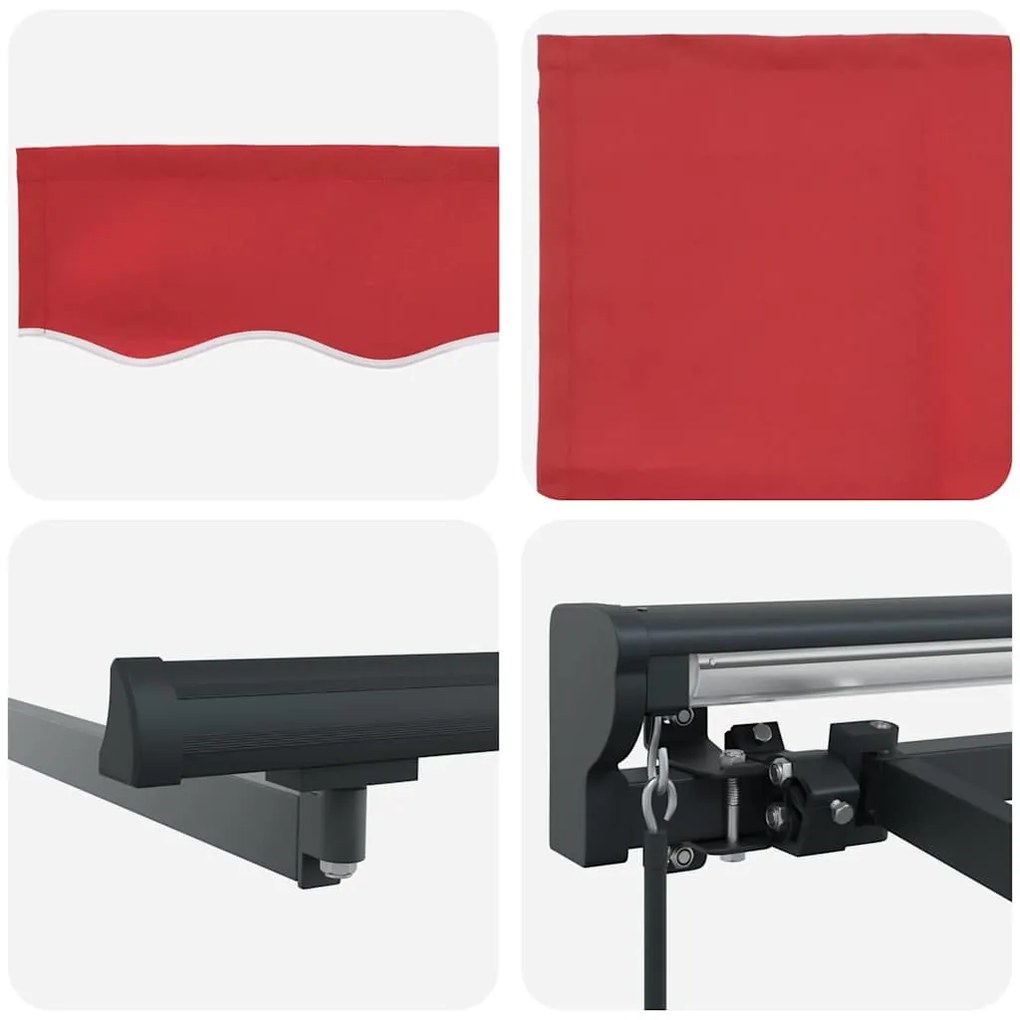 Toldo Retrátil Manual Vermelho 350x250 cm Tecido
