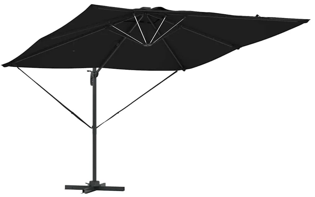 Guarda-Sol Cantilever Roma com LEDs - Preto, 286 x 285 x 270 cm, Alumí
