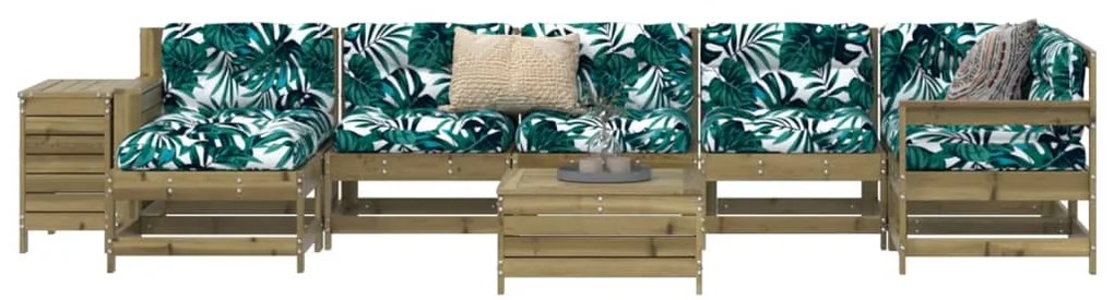 vidaXL 9 pcs conjunto sofás jardim madeira de pinho impregnada