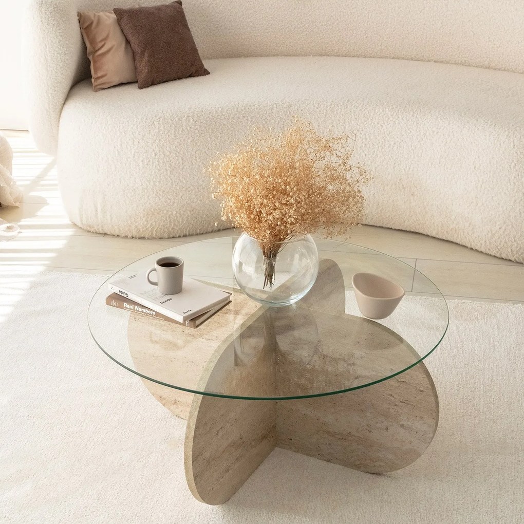 Mesa de Centro Bubble – Travertino – Diâmetro 75 cm, Altura 35 cm