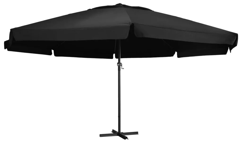 vidaXL Guarda-sol de jardim com poste de alumínio 600 cm preto