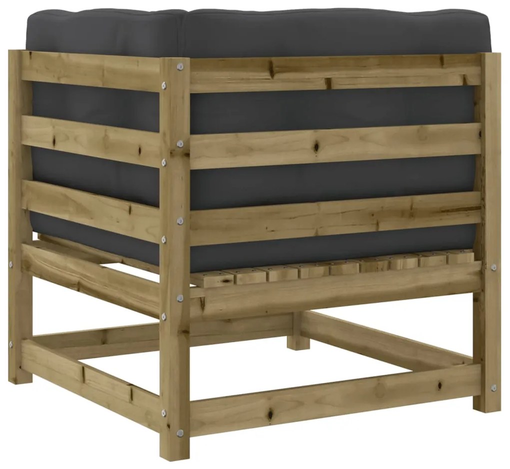 7 pcs conjunto sofás de jardim c/ almofadões pinho impregnado