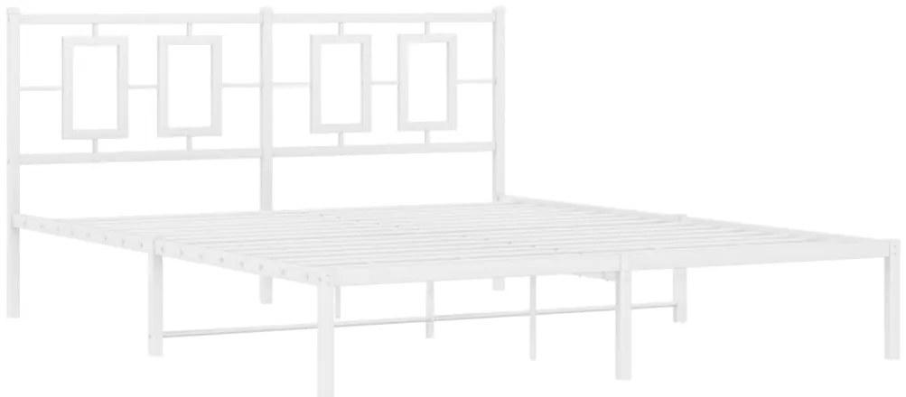 Estrutura de cama com cabeceira 150x200 cm metal branco
