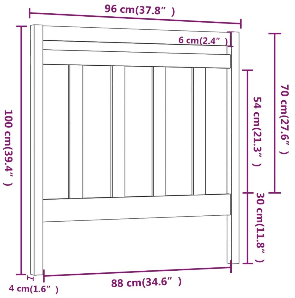 Cabeceira de cama 95x4x100 cm pinho maciço preto