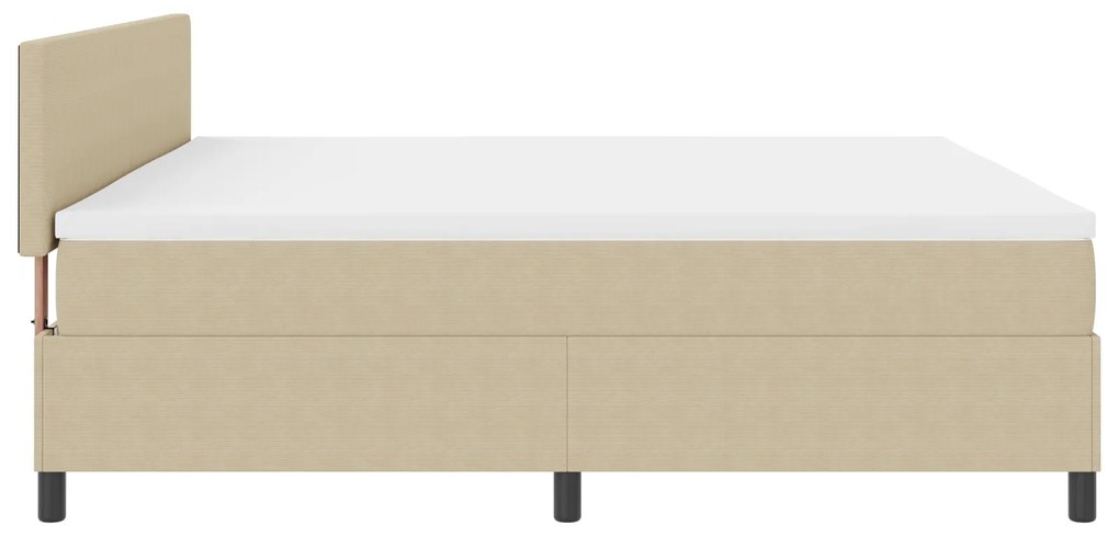 Cama Box Spring com Colchão Bege Claro 200x200 cm Tecido de Corduroy