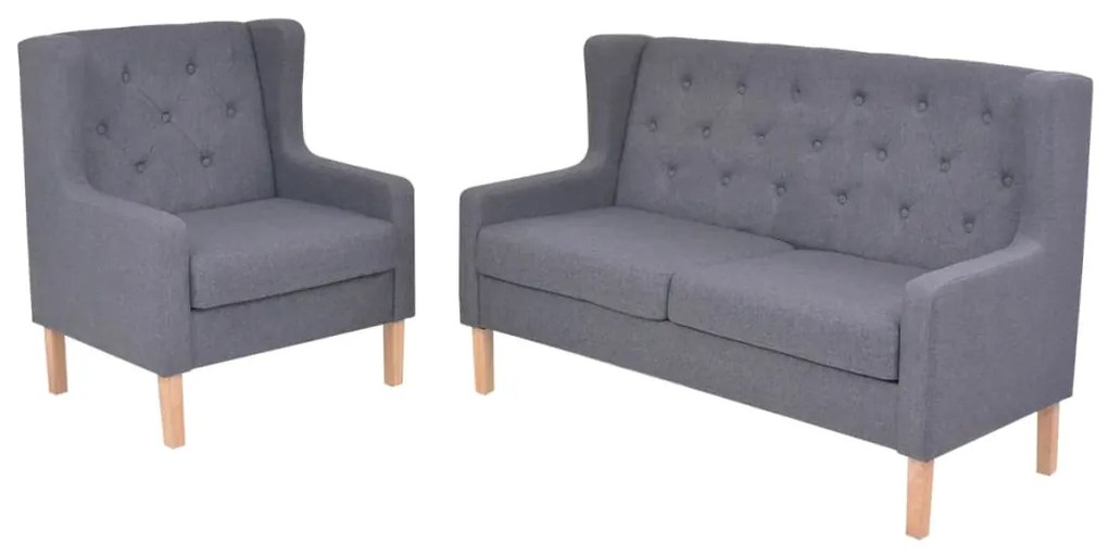 274932 vidaXL Conjunto de sofás 2 pcs tecido cinzento