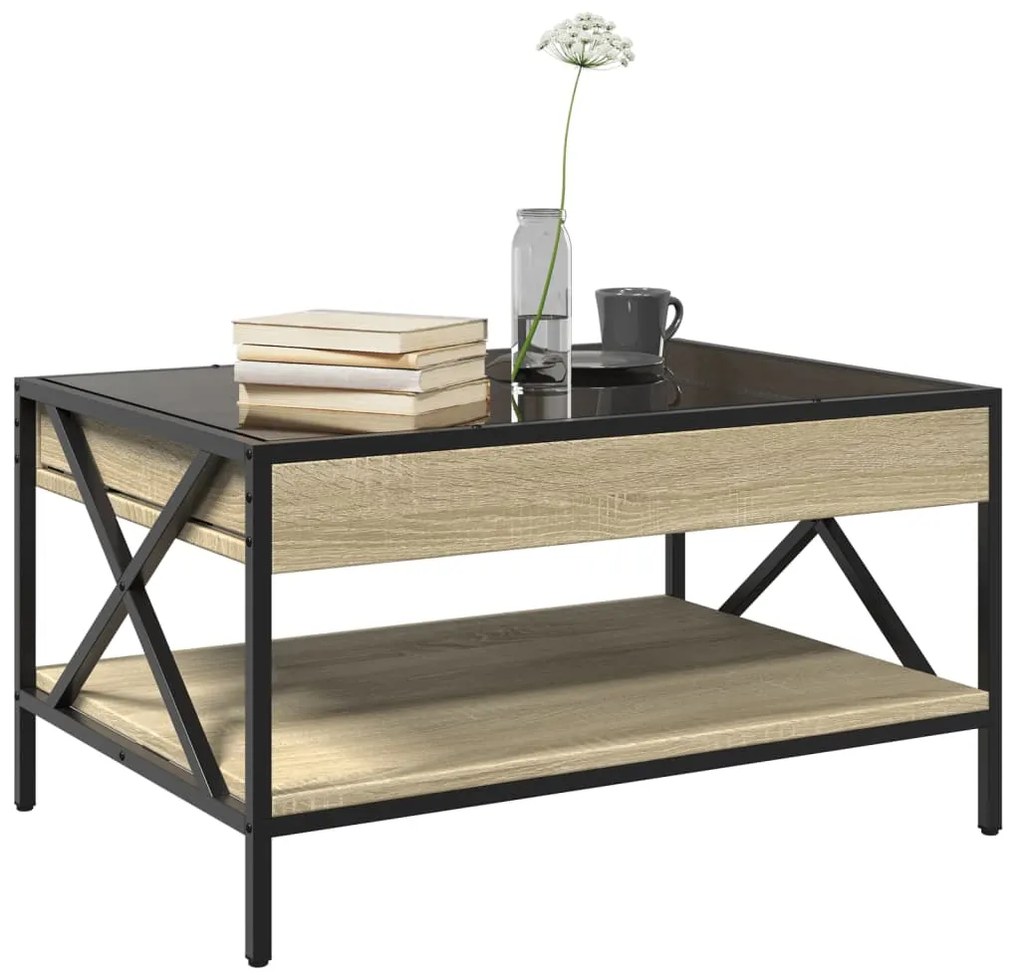 Mesa de centro luzes LED Infinity 70x50x38 cm carvalho sonoma