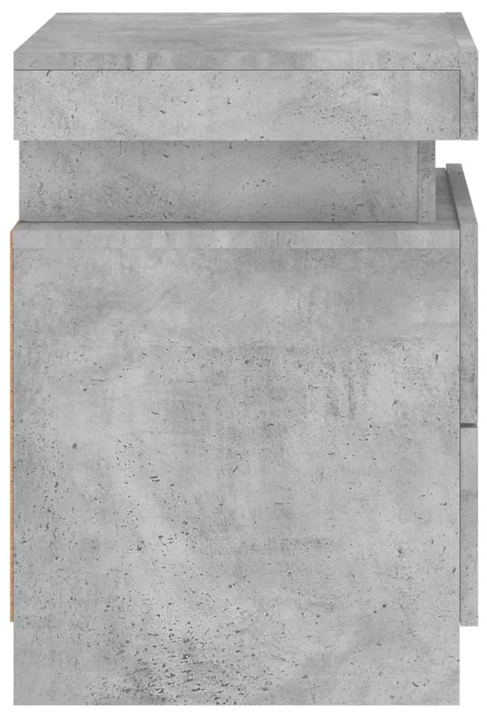Mesas cabeceira c/ luzes LED 2 pcs 35x39x55 cm cinzento-cimento