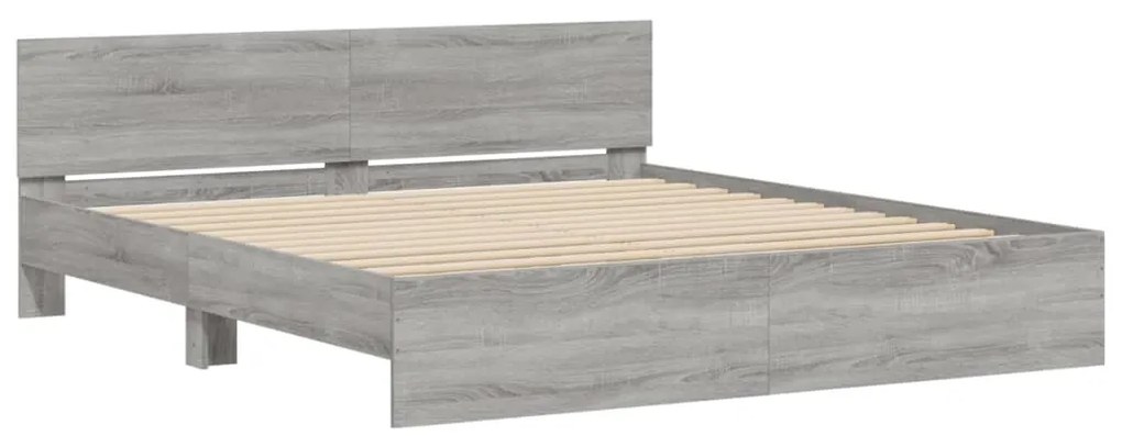 Estrutura de cama com cabeceira 160x200 cm cinzento sonoma