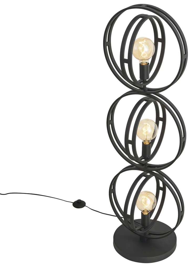 Candeeiro de pé moderno preto 3 luzes - Indu Moderno