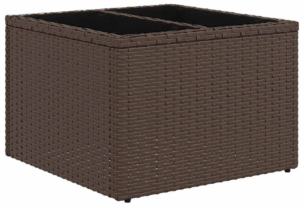 Conjunto de sofá de jardim de 5 peças com almofadas marrons em rattan
